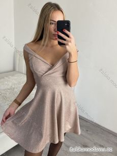 Šaty elegantní společenské třpytivé na ramínka carmen dámské (S/M ONE SIZE) ITALSKÁ MÓDA IMM22ELEN