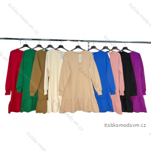 Šaty mikinové s kapucí dlouhý rukáv dámské nadrozměr (L/XL ONE SIZE) ITALSKá MóDA IM4221080