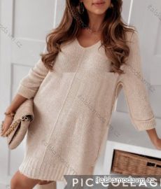 Šaty pletené teplé oversize dlouhý rukáv dámské (S/M/L ONE SIZE) ITALSKÁ MÓDA IMWL22051