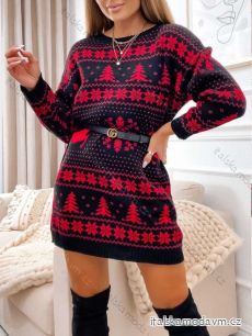 Šaty pletené vánoční dlouhý rukáv dámské (S/M ONE SIZE) ITALSKÁ MÓDA IMWK223730