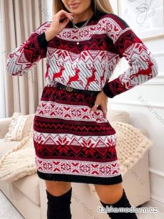Šaty pletené vánoční dlouhý rukáv dámské (S/M ONE SIZE) ITALSKÁ MÓDA IMWK223732
