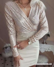 Šaty elegantní dlouhý rukáv dámské (S/M ONE SIZE) ITALSKÁ MÓDA IMWK22EB22759