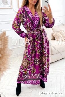 Šaty elegantní dlouhý rukáv dámské (S/M ONE SIZE) ITALSKÁ MÓDA IMWK223762