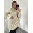 Svetr pletený prodloužený s rolákem dlouhý rukáv dámský (S/M/L ONE SIZE) ITALSKÁ MÓDA IMWB22318/DR M / L béžová