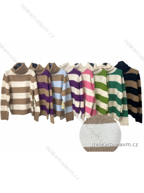 Sveter s rolákom dlhý rukáv dámsky prúžok (S/M ONE SIZE) TALIANSKA MÓDA IMPLM22400000015
