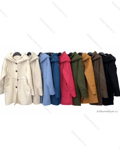 Kabát s kapucňou dlhý rukáv dámsky (S/M ONE SIZE) TALIANSKA MÓDA IMPLM22201900013