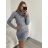 Šaty úpletové carmen s rolákem dlouhý rukáv dámské (S/M, L/XL ONE SIZE) ITALSKá IM422A-82356