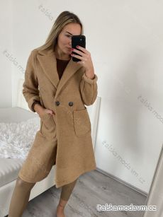 Kabát beránkový flaušový dlouhý rukáv dámský (S/M/L ONE SIZE) ITALSKÁ MÓDA IMT22017/DR