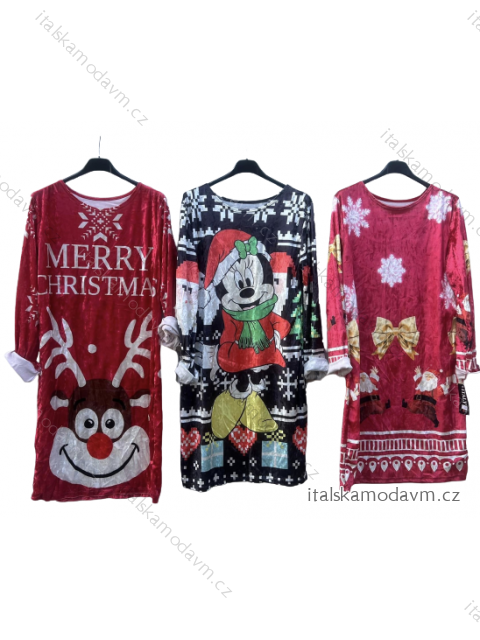 Šaty vánoční dlouhý rukáv dámské (S/M ONE SIZE) ITALSKÁ MÓDA IMD22977