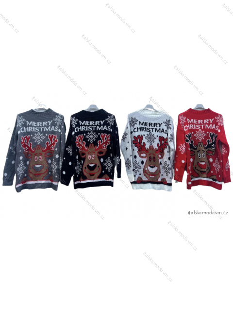Svetr pletený vánoční dlouhý rukáv dámský (S/M/L ONE SIZE) ITALSKÁ MÓDA IMD22978