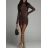 Šaty elegantní dlouhý rukáv dámské (S/M ONE SIZE) ITALSKÁ MÓDA IMD22987