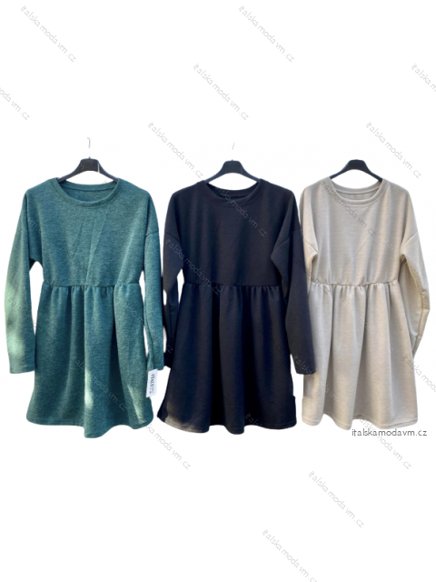 Šaty teplé dlouhý rukáv dámské (S/M ONE SIZE) ITALSKÁ MÓDA IMD22999