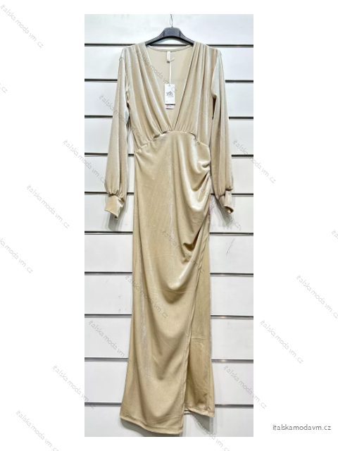 Šaty elegantní dlouhý rukáv dámské (S/M ONE SIZE) ITALSKÁ MÓDA IMPSH2211776