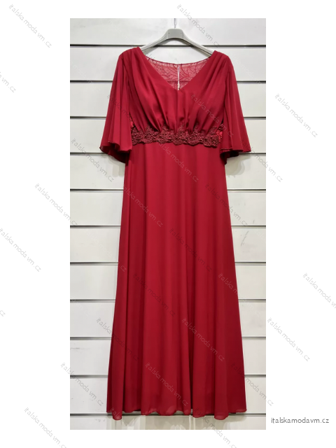 Šaty elegantní společenské krátký rukáv dámské nadrozměr (XL/2XL ONE SIZE) ITALSKÁ MÓDA IMPSH2219168
