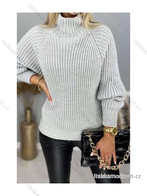 Sveter pletený teplý so stojačikom dlhý rukáv dámsky (S/M ONE SIZE) TALIANSKA MÓDA IMWL22019