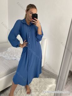 Šaty dlouhé maxi košilové dlouhý rukáv dámské (S/M/L ONE SIZE) ITALSKá MóDA IM4221031/DR