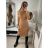 Šaty úpletové s rolákem dlhý rukáv dámske (S/M ONE SIZE) FRANCÚZSKA MÓDA FMWT22J51765/DR camel hnedá S/M