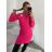 Šaty pletené dlouhý rukáv dámské (S/M ONE SIZE) ITALSKá MóDA IM4221275/DR S/M Neon růžová