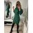 Šaty žebrované s rolákem dlouhý rukáv dámské (S/M ONE SIZE) ITALSKÁ MÓDA IMWB22344/DR S/M zelená