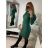 Šaty žebrované s rolákem dlouhý rukáv dámské (S/M ONE SIZE) ITALSKÁ MÓDA IMWB22344/DR S/M zelená