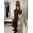 Šaty úpletové dlouhý rukáv dámské (S/M ONE SIZE) ITALSKÁ MÓDA IMWAA223333/DR S/M hnědá čokoládová