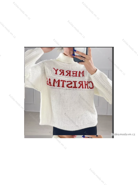 Svetr s rolákem dlouhý rukáv dámský vánoční (S/M ONE SIZE) ITALSKÁ MÓDA IMPBB22X19136