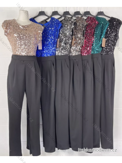 Overal třpytivý s flitry bez rukávu dámský (S/M ONE SIZE) ITALSKÁ MÓDA IMPBB22P5207