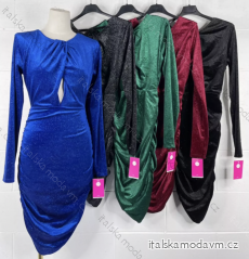 Šaty elegantní dlouhý rukáv dámské (S/M ONE SIZE) ITALSKÁ MÓDA IMPBB22B23026