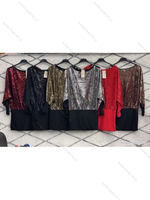 Šaty elegantní třpytivé dlouhý rukáv dámské (S/M ONE SIZE) ITALSKÁ MÓDA IMWDD223950