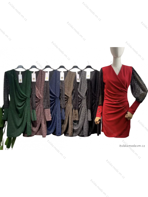 Šaty elegantný dlhý rukáv dámske (S/M ONE SIZE) TALIANSKA MÓDA IMPLI225160
