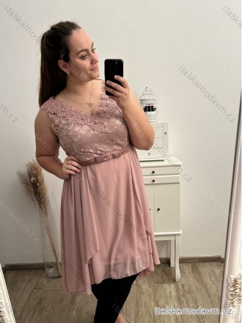 Šaty společenské elegantní letní bez rukávu dámské nadrozměr (L/XL/2XL ONE SIZE) ITALSKÁ MÓDA IMPSH22x19051c/DR