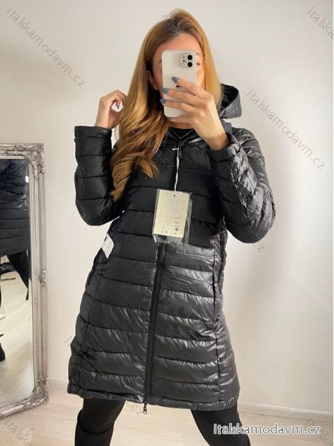 Kabát oboustranný s kapucí dlouhý rukáv dámské (S-2XL) ITALSKÁ MÓDA IMPSS22D2-3873/DR