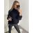 Svetr úpletový oversize s rolákem dlouhý rukáv dámský (S/M/L ONE SIZE) ITALSKá MóDA IM4221262/DR M/L Černá