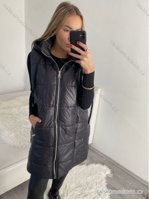 Vesta s kapucňou bez rukávu dámska (S/M ONE SIZE) TALIANSKA MÓDA IMPLI2220587/DR