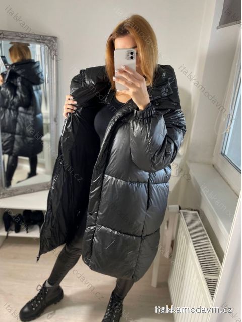 Bunda zimní kabát prošívaný s kapucí dámský (S-L) KZE228556/DR Černá S