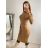 Šaty úpletové s rolákem dlouhý rukáv dámské (S/M ONE SIZE) ITALSKÁ MÓDA IMM22J51753/DR S/M hnědá