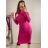 Šaty úpletové s rolákem dlouhý rukáv dámské (S/M ONE SIZE) ITALSKÁ MÓDA IMM22J51753/DR S/M hnědá