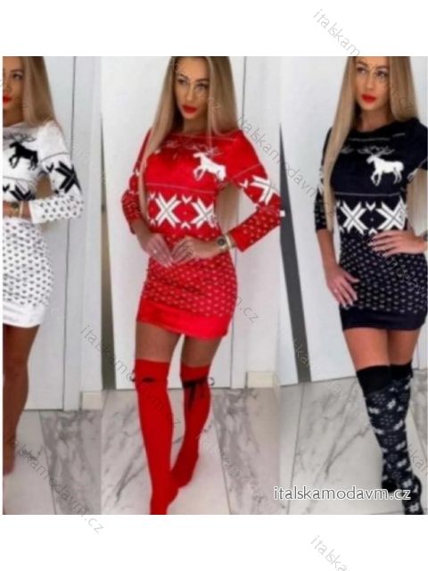 Šaty vianočné sametové dlhý rukáv dámske (S / M ONE SIZE) TALIANSKÁ MÓDA IMWY224065