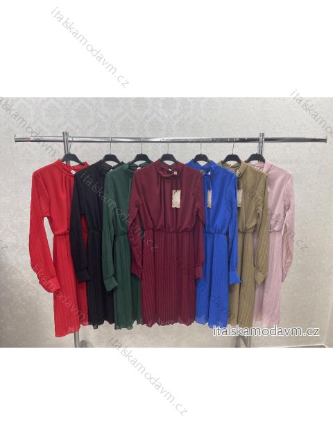 Šaty elegantní dlouhý rukáv dámské (S/M ONE SIZE) ITALSKÁ MÓDA IMWKK224052