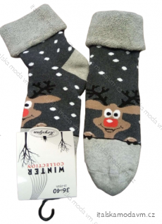 Ponožky Vánoční veselé sob Rudy teplé termo dámské (36-40) POLSKÁ MODA DPP22023G
