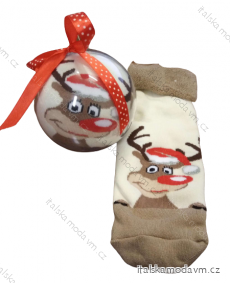 Ponožky Vánoční veselé dárkové balení v kouli teplé termo dámské sob (36-40) POLSKÁ MODA DPP20071D