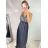 Šaty dlouhé elegantní s flitry na ramínka dámské (S/M ONE SIZE) ITALSKÁ MÓDA IMWD223775/UL S/M Černá