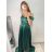 Šaty carmen dlouhé na ramínka elegantní saténové dámské (S/M ONE SIZE) ITALSKÁ MÓDA IMPBB22B22735/DR bílá