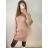 Šaty úpletové elegantní dlouhý rukáv dámské (S/M ONE SIZE) FRANCOUZSKÁ MÓDA FMWT22F52397/DR S/M čierna
