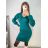 Šaty úpletové elegantní dlouhý rukáv dámské (S/M ONE SIZE) FRANCOUZSKÁ MÓDA FMWT22F52397/DR S/M čierna