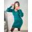 Šaty úpletové elegantní dlouhý rukáv dámské (S/M ONE SIZE) FRANCOUZSKÁ MÓDA FMWT22F52397/DR S/M čierna
