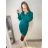Šaty úpletové elegantní dlouhý rukáv dámské (S/M ONE SIZE) FRANCOUZSKÁ MÓDA FMWT22F52397/DR S/M čierna
