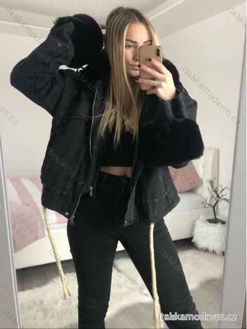 Bunda riflová s odepínacím  kožískem  (S, M, L uni ) ITALSKÁ MÓDA IMK21008