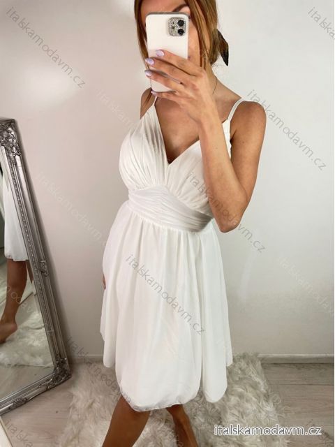 Šaty šifonové elegantní krátké na ramínka dámské (S/M ONE SIZE) ITALSKá MóDA IM922BONA/DR královská modrá