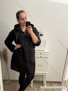 Kabát na zip s kapucí dlouhý rukáv dámská nadrozměr (2XL/3XL ONE SIZE) ITALSKÁ MÓDA IM422651